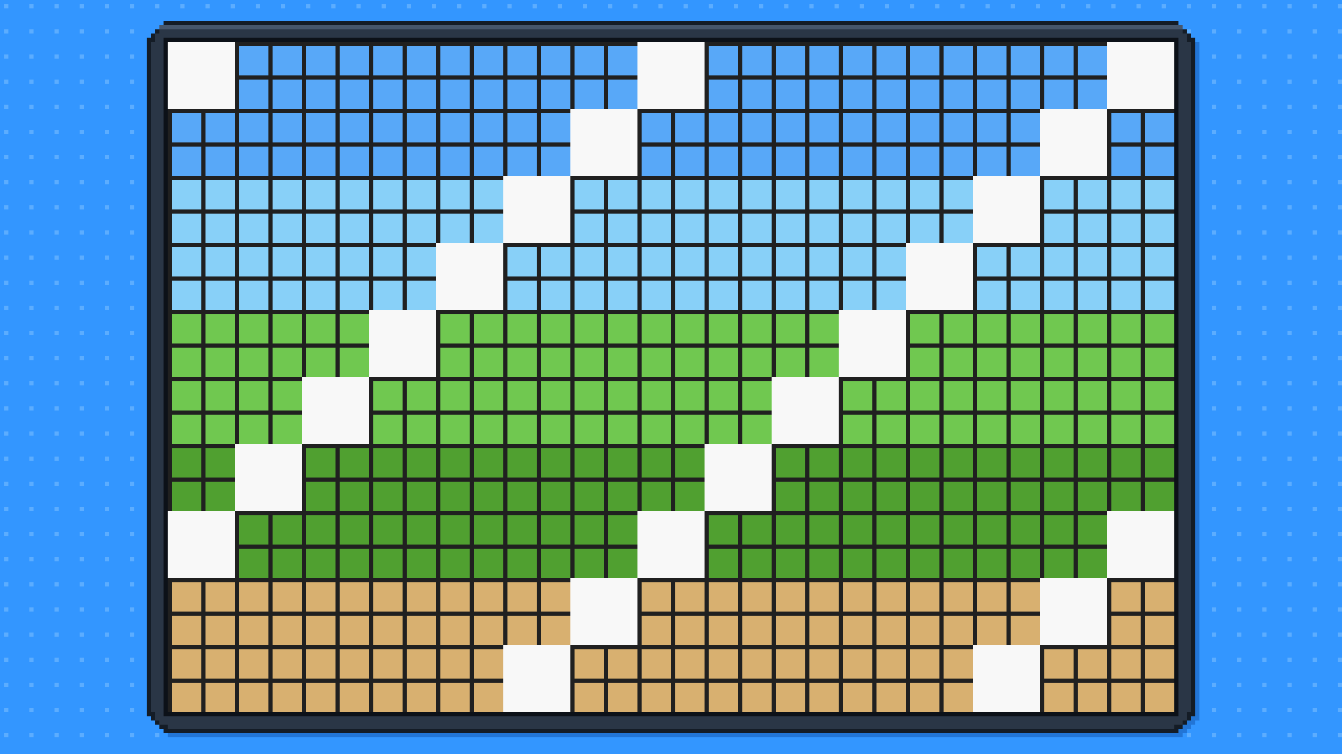 The game inside the DAISY frame: a blue border with a dot pattern and the PokeDaisy flower beside the screen